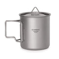 TOMSHOO Camping Titanium Pot Outdoor Titanium Mug with Lid Camping Coffee Cup with Foldable Handle for Camping Hiking Travelling Backpacking Camping Open Fire